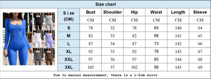 Fall Winter Hot-selling Women's Clothing Long Sleeve Jumpsuit Yoga Sexy One-piece Square Collar Sportwear