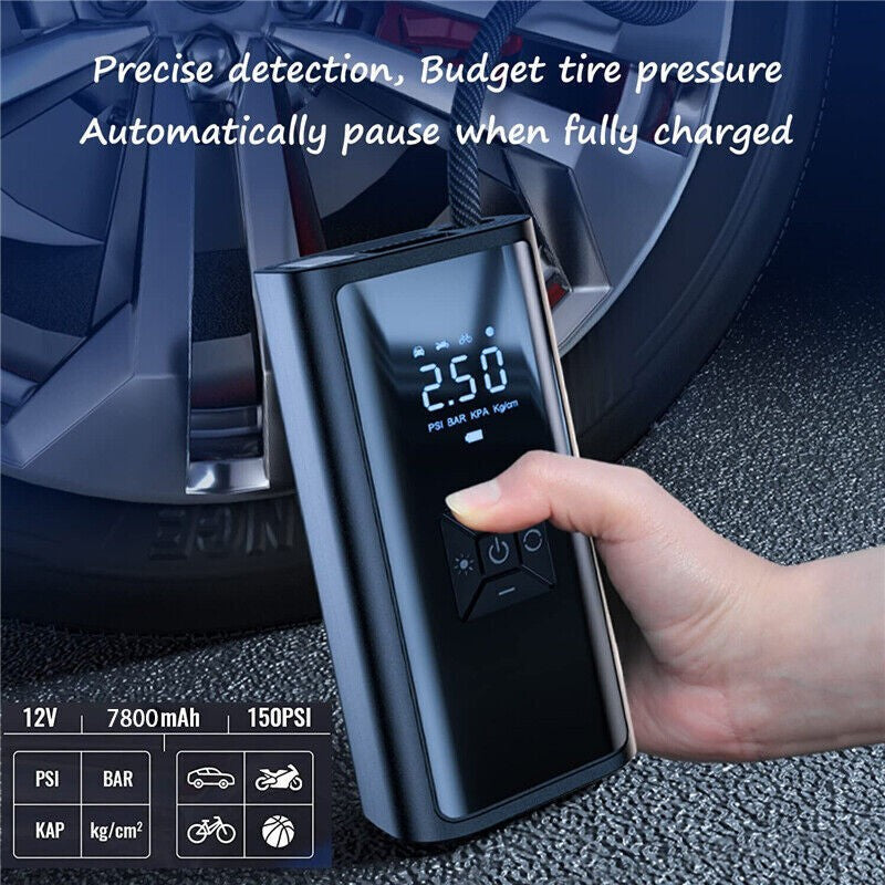 Car Tyre Inflator Cordless Digital USB Rechargeable Tire Air Compresso ...