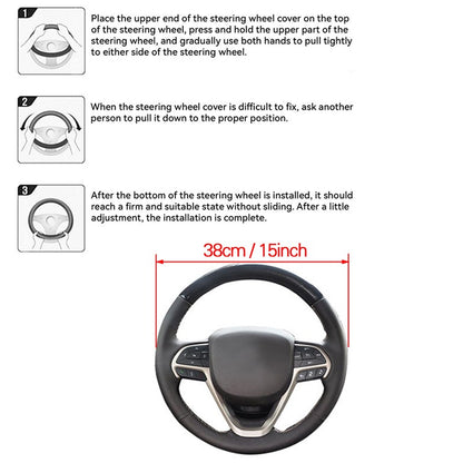 Universal Car Steering Wheel Cover Anti Slip PU Leather Comfortable 38cm