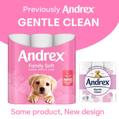 Andrex Family Soft Toilet Tissue, 2-Ply, 9 Rolls