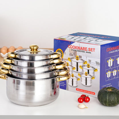 Set of 12 stainless steel Saucepans cookware Cooking Pots set + Spatula Accessory