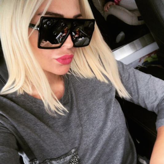 Oversized Square Flat Top Women Very Lrge Ladies Fashion Sunglasses Shade UV400--black-framed Mercury Tablet