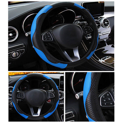 Auto Car Steering Wheel Cover Skidproof Leather Steering Wheel Case For 38cm 15