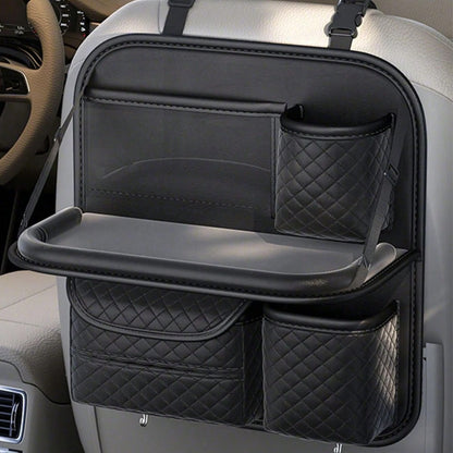 Car Organiser Bag Multi Pocket Black Leather  Holder Back Seat Storage Tidy
