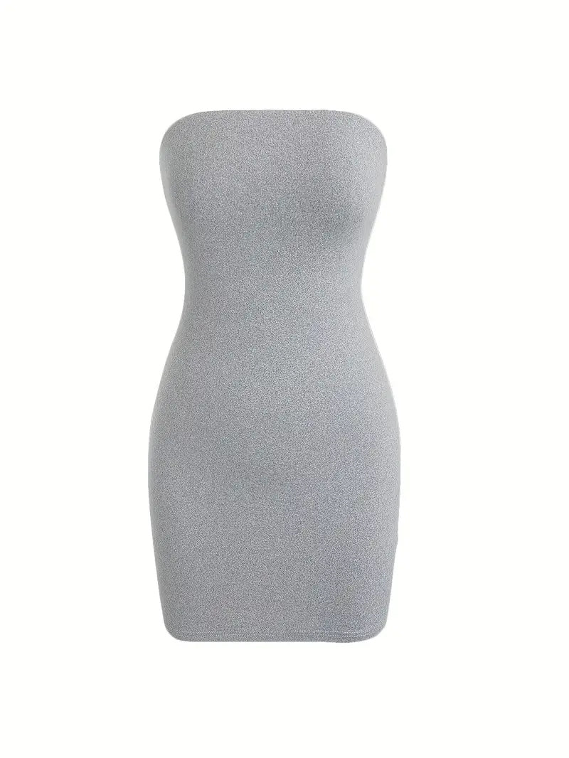 Slim Fit Tube Mini Dress – Bodycon, Strapless, Hip-Hugging Style