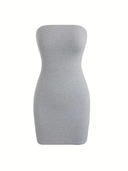 Slim Fit Tube Mini Dress – Bodycon, Strapless, Hip-Hugging Style