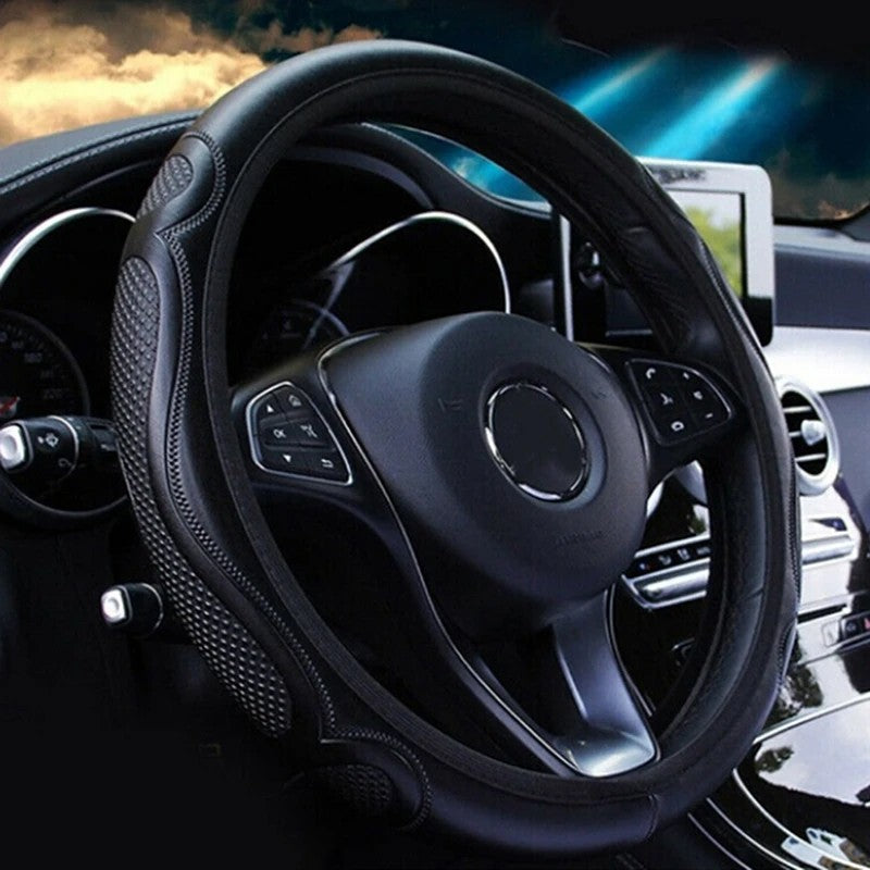Universal Car Steering Wheel Cover Anti Slip PU Leather Comfortable 38cm