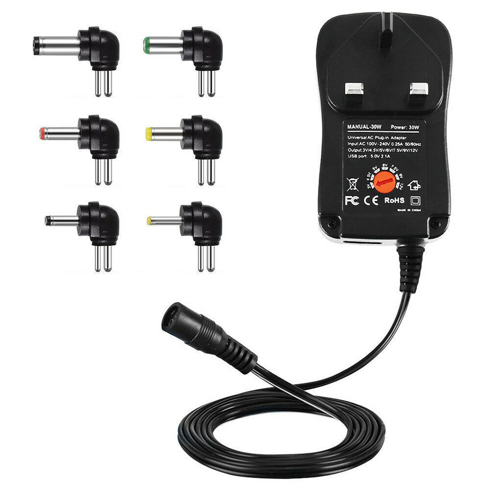 Universal 3 -12V Adjustable Voltage Adaptor Charger USB AC DC Power Supply Adapter