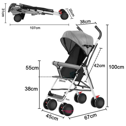 Foldable Baby Stroller Pram Pushchair With Sunshade Foot Brake Buggy Travel UK