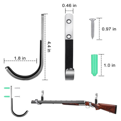2X Gun Rifle Shotgun Pistol Padded Wall Mounting Hooks Rack Hangers Storage UK