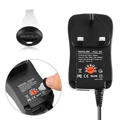 Universal 3 -12V Adjustable Voltage Adaptor Charger USB AC DC Power Supply Adapter