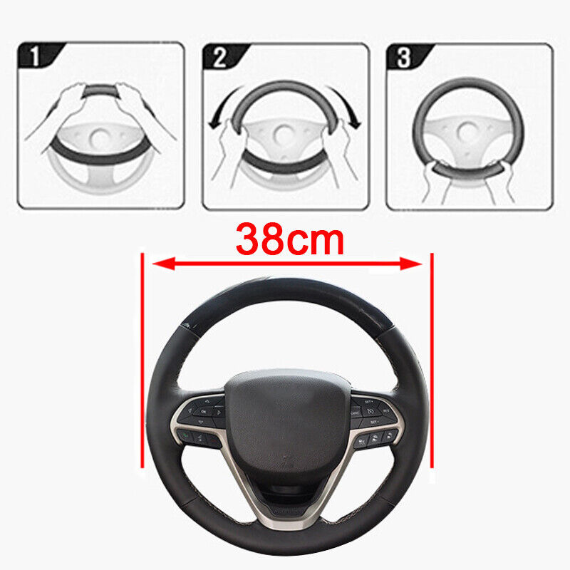 Auto Car Steering Wheel Cover Skidproof Leather Steering Wheel Case For 38cm 15