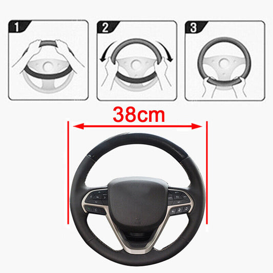 Auto Car Steering Wheel Cover Skidproof Leather Steering Wheel Case For 38cm 15