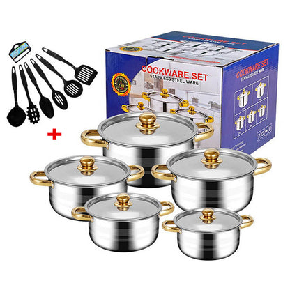 Set of 12 stainless steel Saucepans cookware Cooking Pots set + Spatula Accessory
