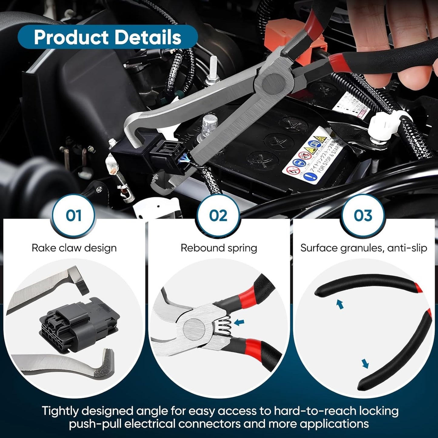 3x Electrical Connector Disconnect Pliers For Cars Automotive Plug Removal Tool