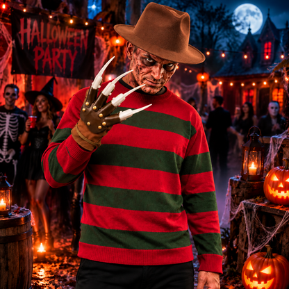 3Pcs Nightmare Halloween Dream Killer Costume Set Freddy Krueger Fancy Dress Outfit