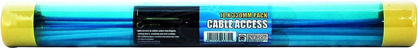 10M Cable Access Kit 1M X 10 Electricians Puller Rods Wires Draw Push Pulling