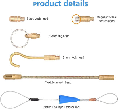 10M Cable Access Kit 1M X 10 Electricians Puller Rods Wires Draw Push Pulling