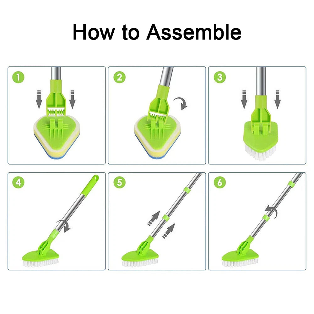 Telescopic Bathroom Mop Bath Shower Tile Cleaning Kit Floor Brush Cleaner Tool