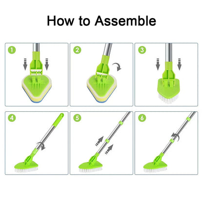 Telescopic Bathroom Mop Bath Shower Tile Cleaning Kit Floor Brush Cleaner Tool