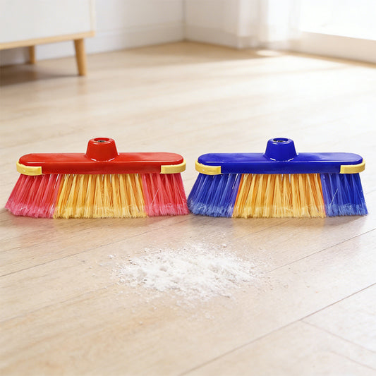 12" Heavy Duty Wooden Broom Head with Stiff Bristles (Assorted Colors)