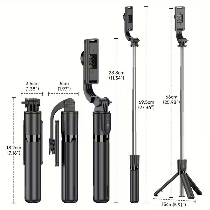 Selfie Stick Tripod, a Telescopic Phone Tripod Stand with a Detachable Remote Control And Phone Holder