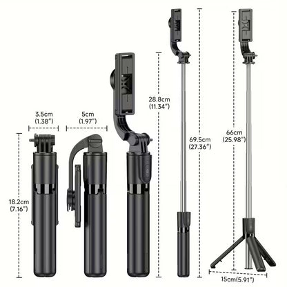 Selfie Stick Tripod, a Telescopic Phone Tripod Stand with a Detachable Remote Control And Phone Holder