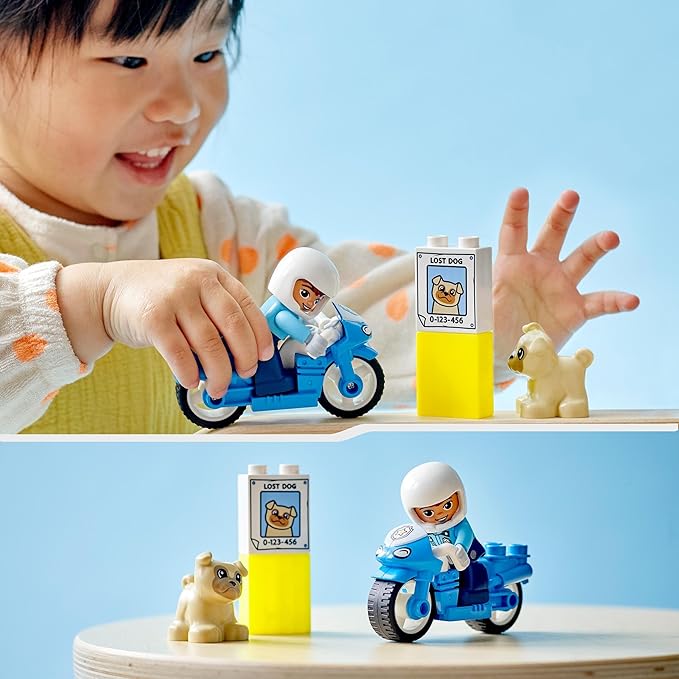 LEGO 10967 DUPLO Town Rescue Police Motorcycle Toy for Toddlers, Boys & Girls 2+