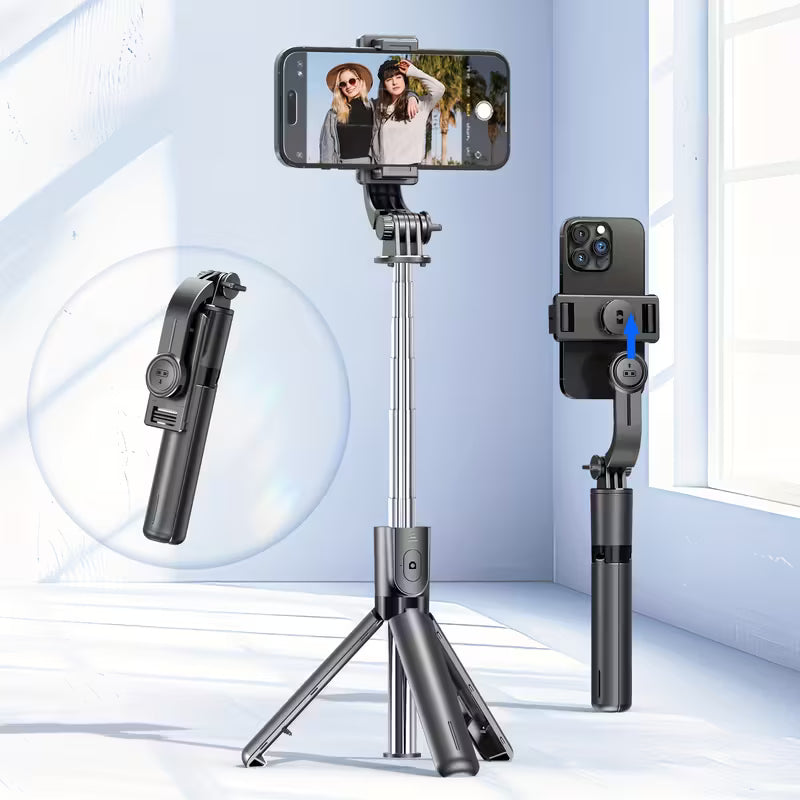 Selfie Stick Tripod, a Telescopic Phone Tripod Stand with a Detachable Remote Control And Phone Holder