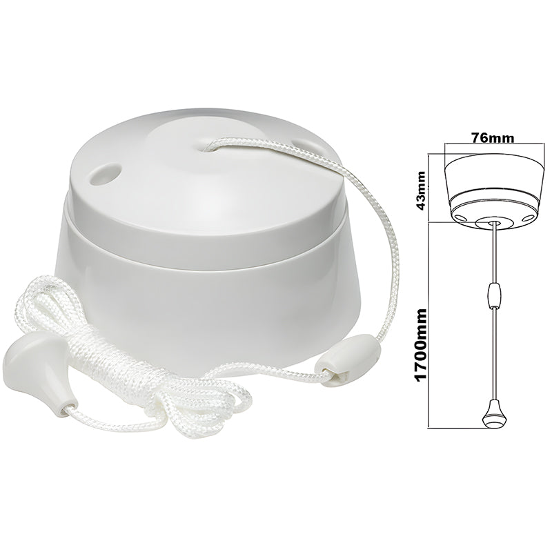 6 Amp 2 Way Bathroom Toilet Light Ceiling Pull Cord Switch