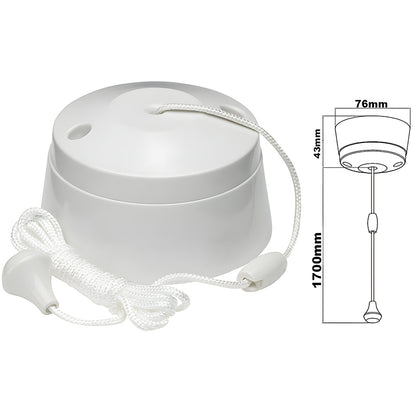 6 Amp 2 Way Bathroom Toilet Light Ceiling Pull Cord Switch