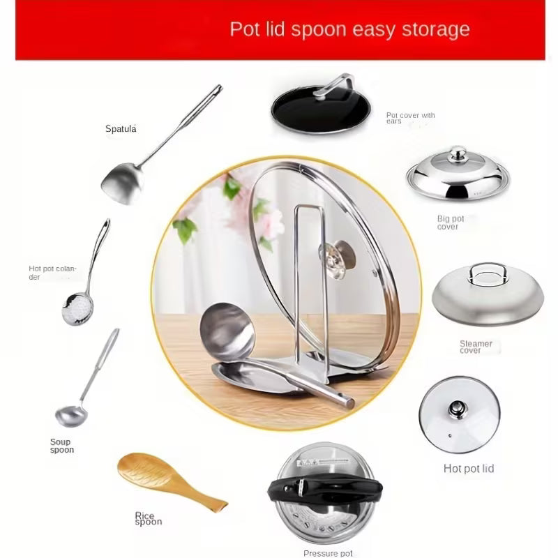 Stainless Steel Pot Lid Rack with Drain Tray