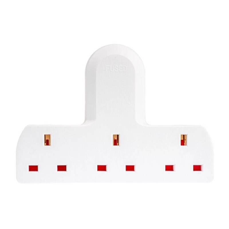 3 Way Gang Extension Wall Socket UK Mains Plug Adaptor Convert Extender 13A