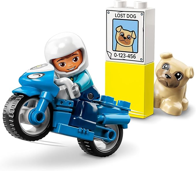 LEGO 10967 DUPLO Town Rescue Police Motorcycle Toy for Toddlers, Boys & Girls 2+
