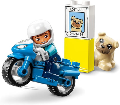 LEGO 10967 DUPLO Town Rescue Police Motorcycle Toy for Toddlers, Boys & Girls 2+