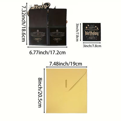 Black And Golden Pop-Up 3D Birthday Card
