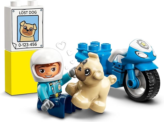 LEGO 10967 DUPLO Town Rescue Police Motorcycle Toy for Toddlers, Boys & Girls 2+