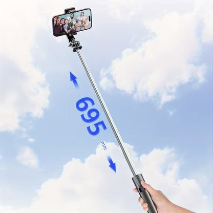 Selfie Stick Tripod, a Telescopic Phone Tripod Stand with a Detachable Remote Control And Phone Holder