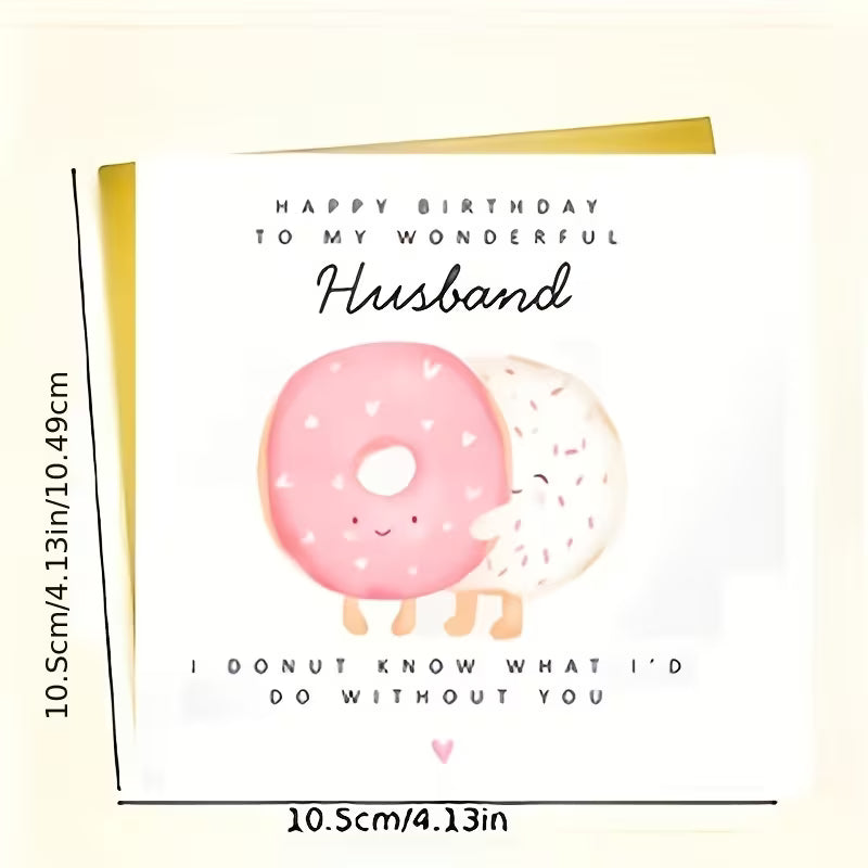A funny husband birthday card (envelope + card)